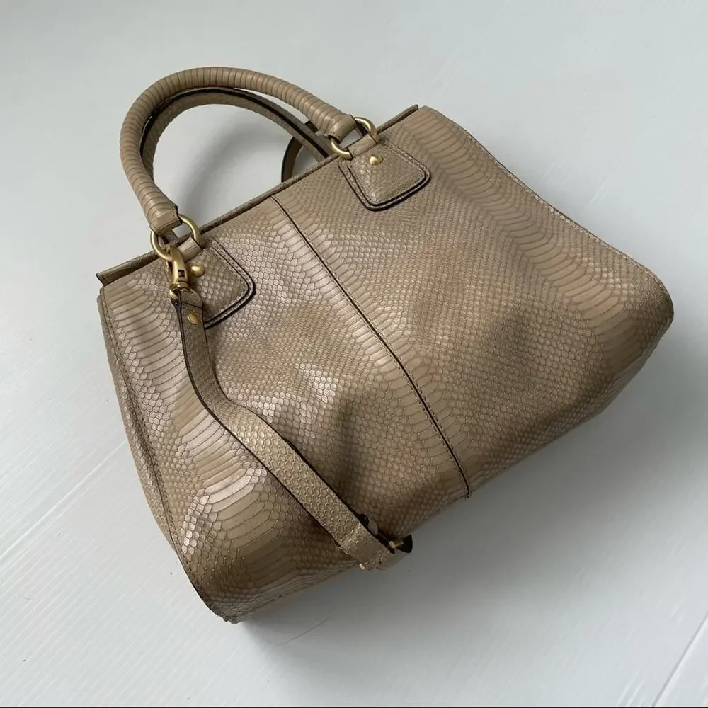 Talbots leather satchel purse magnetic closure w/ embossed snakeskin pattern